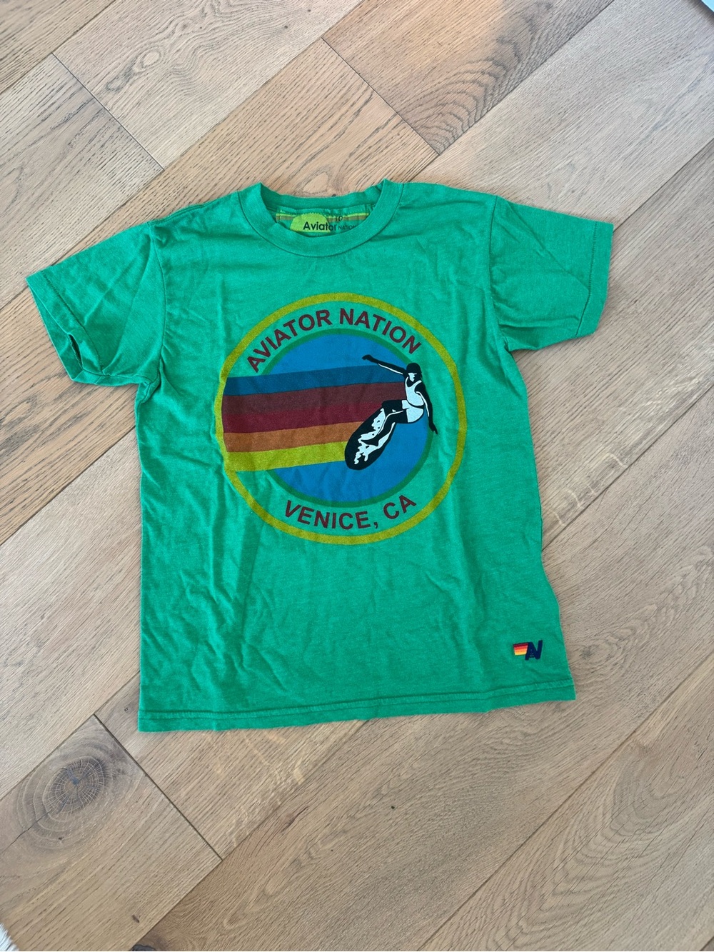 Aviator Nation Green Venice Surf Logo Tee for Kids (10)